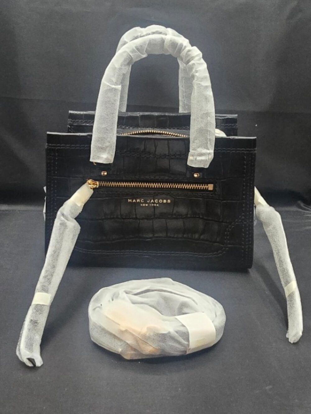 Marc Jacobs Croc Embossed Mini Cruiser Satchel H701L01FA21 Black
